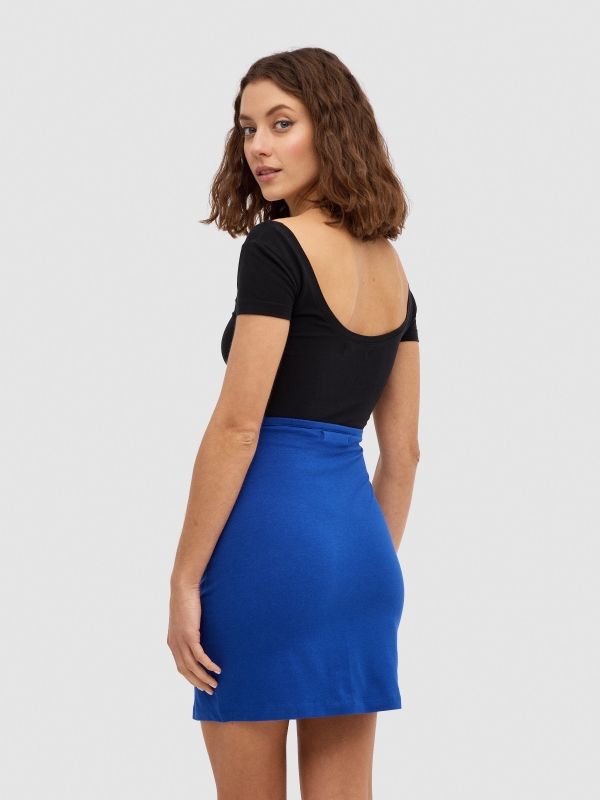 Mini cut out skirt electric blue middle back view