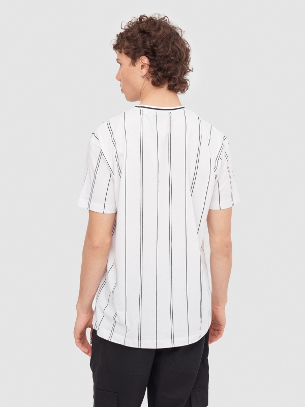 T-shirt de basebol branco vista meia traseira