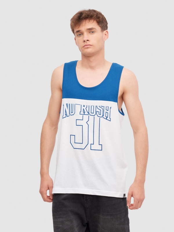 Sports tank top white middle front view
