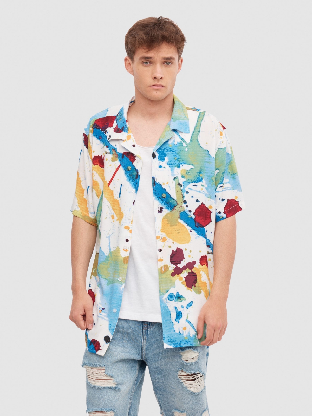 Watercolour shirt white middle front view
