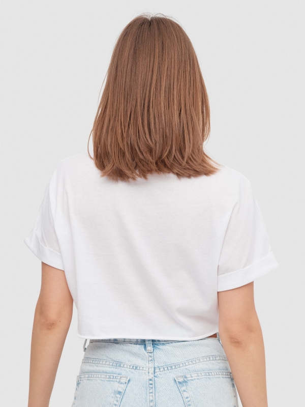 Shell Phone crop T-shirt white middle back view