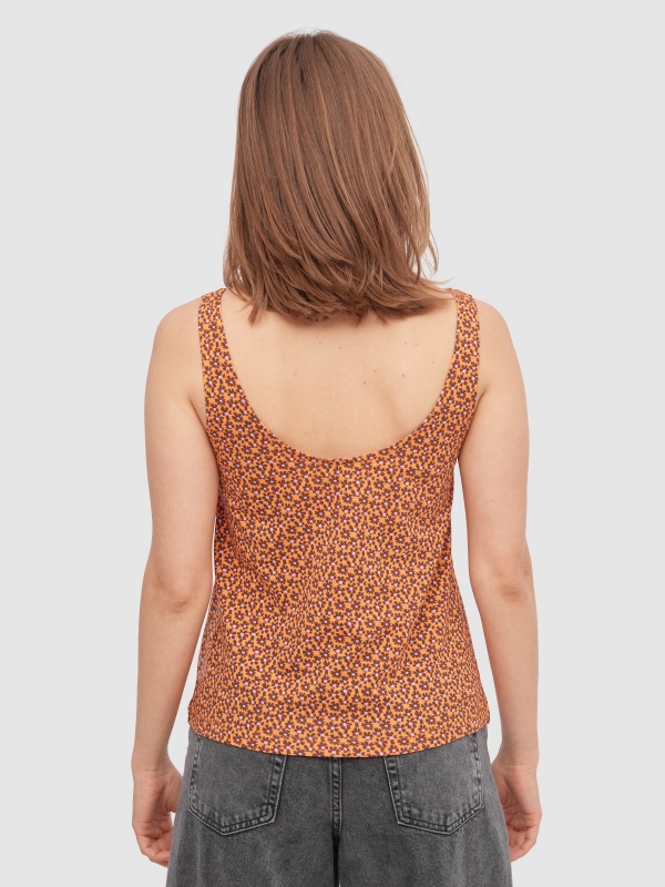 Floral tank top salmon middle back view