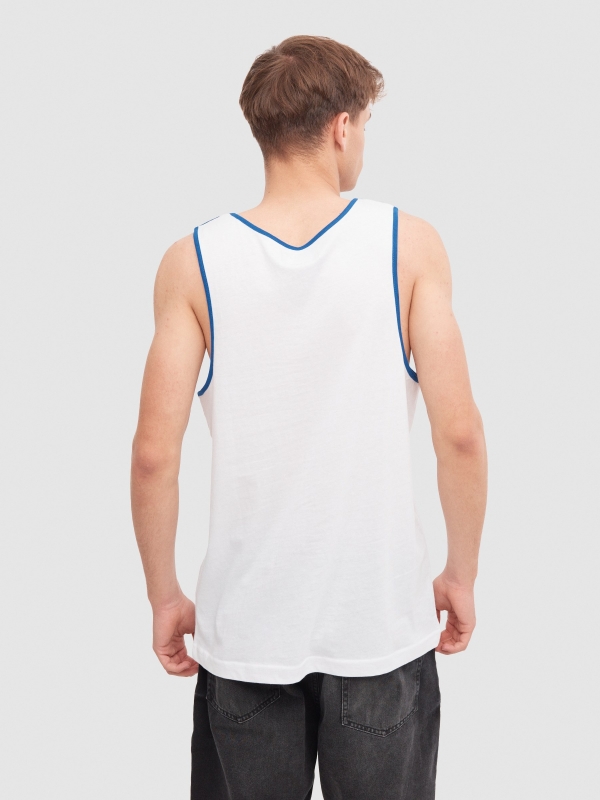 Sports tank top white middle back view
