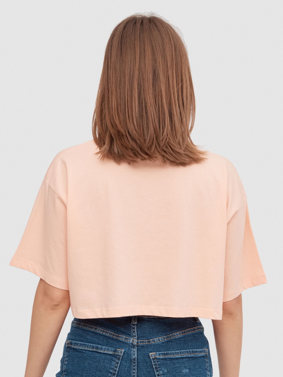 Crocodile crop top pink middle back view