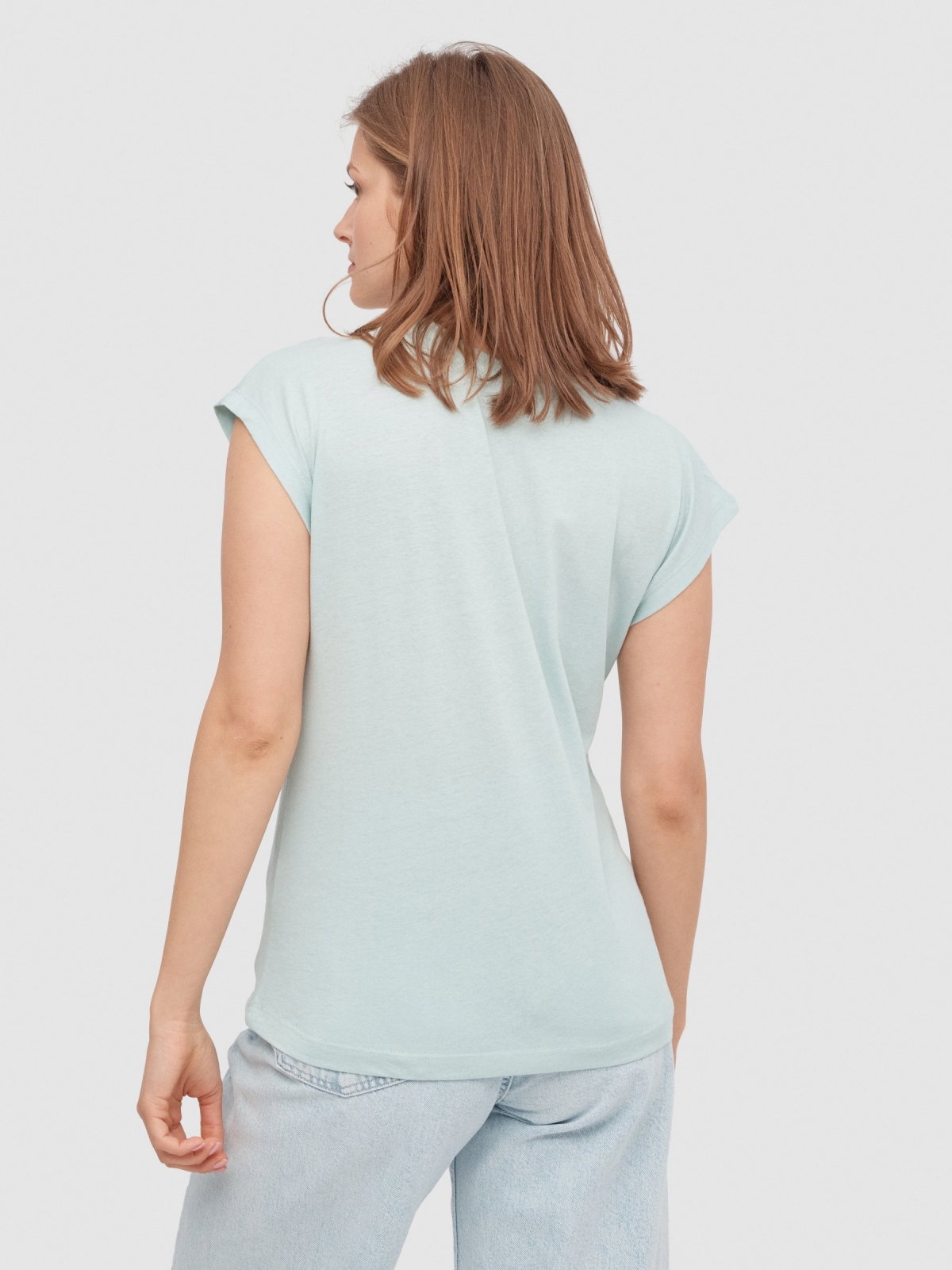 Otherwordly Party t-shirt aquamarine middle back view