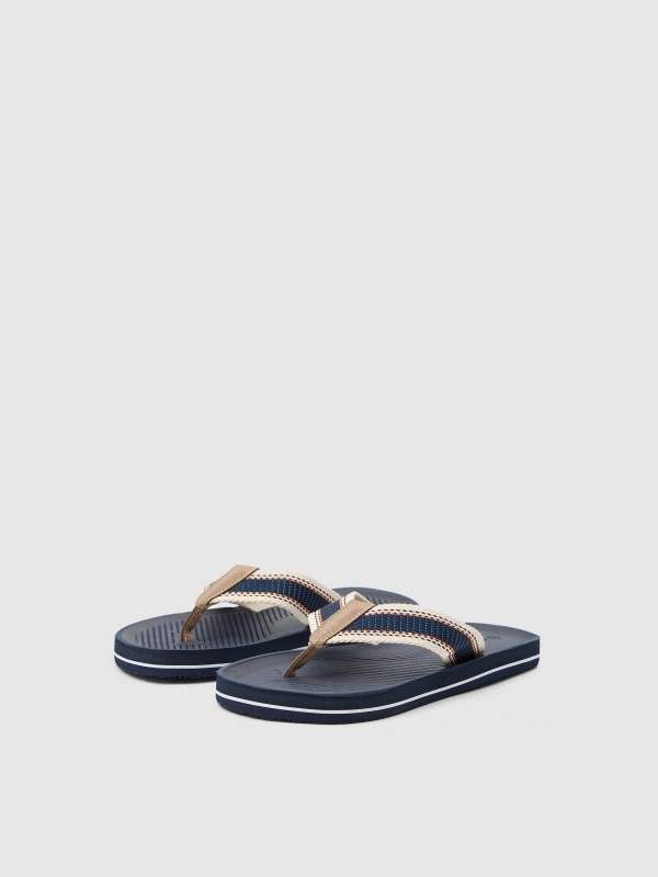 Canvas flip-flops steel blue lateral view