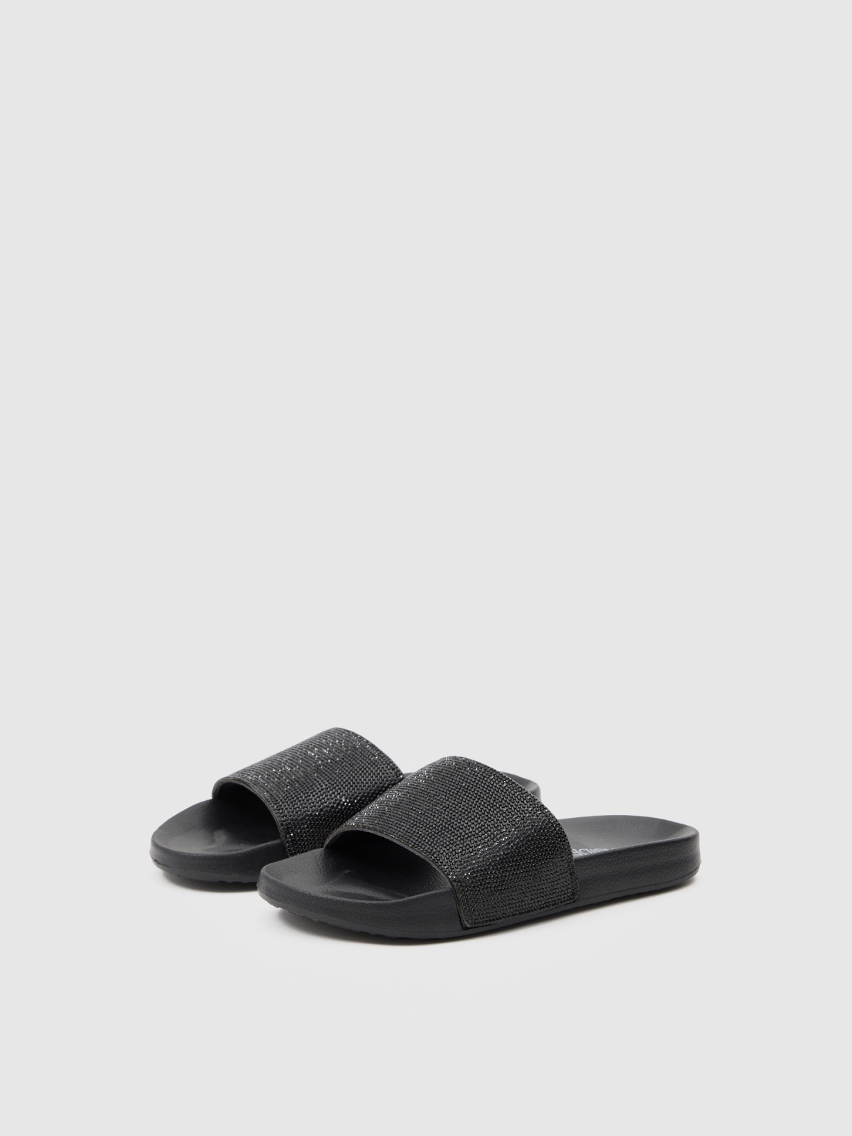 Strass flip flops black lateral view