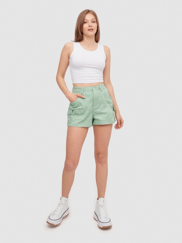 Cargo short green front view