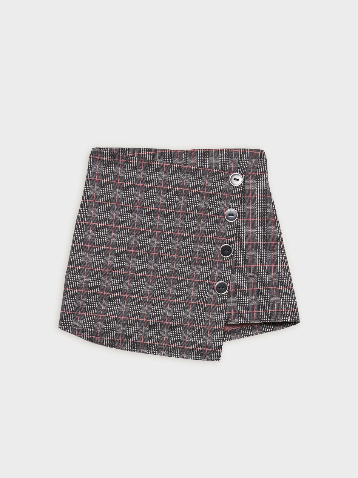  Plaid skort with buttons black
