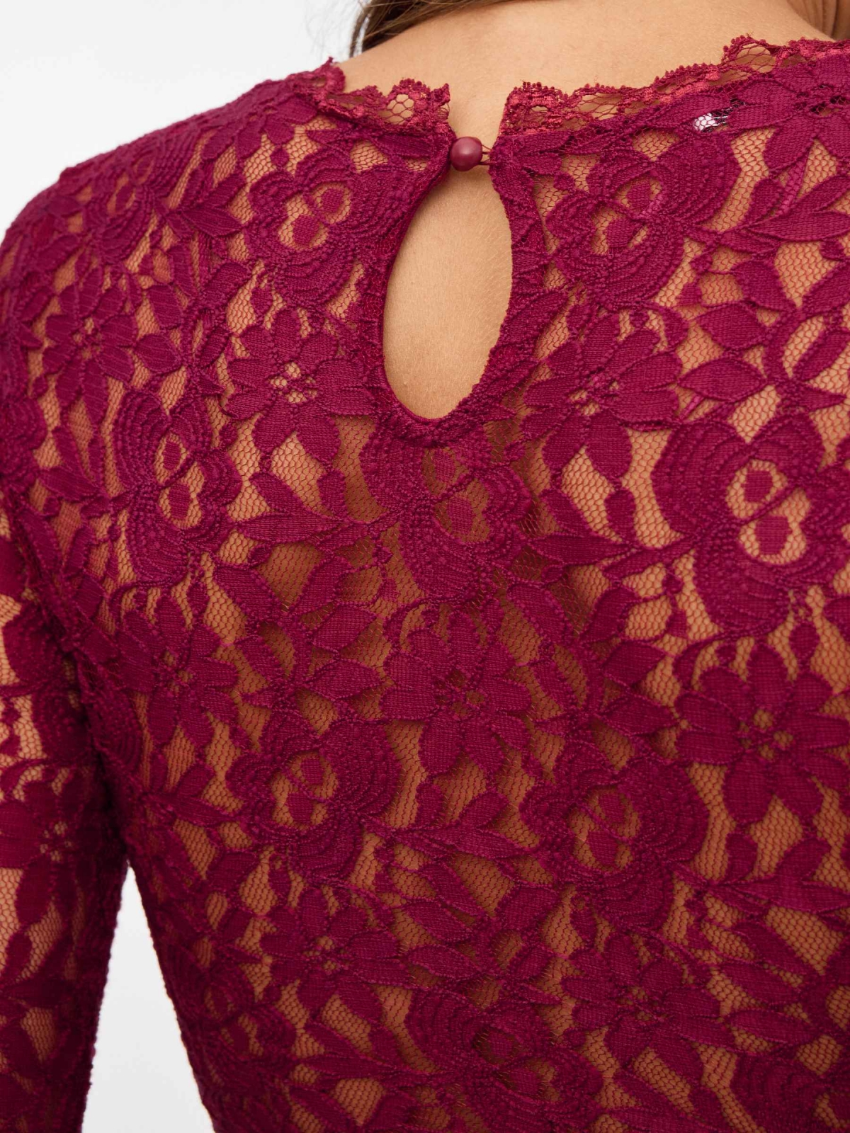 Lingerie lace bodysuit garnet detail view