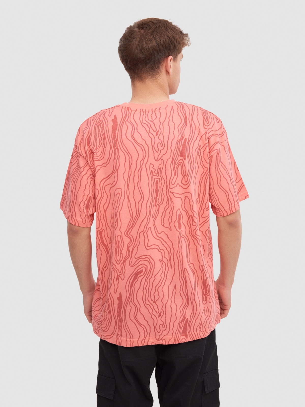 Camiseta allover waves rosa vista media trasera
