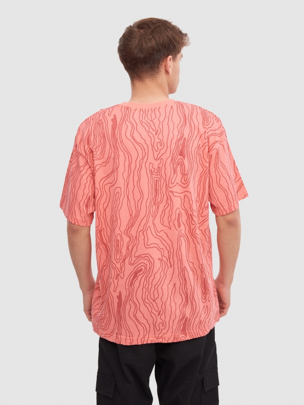 T-shirt allover waves rosa vista meia traseira