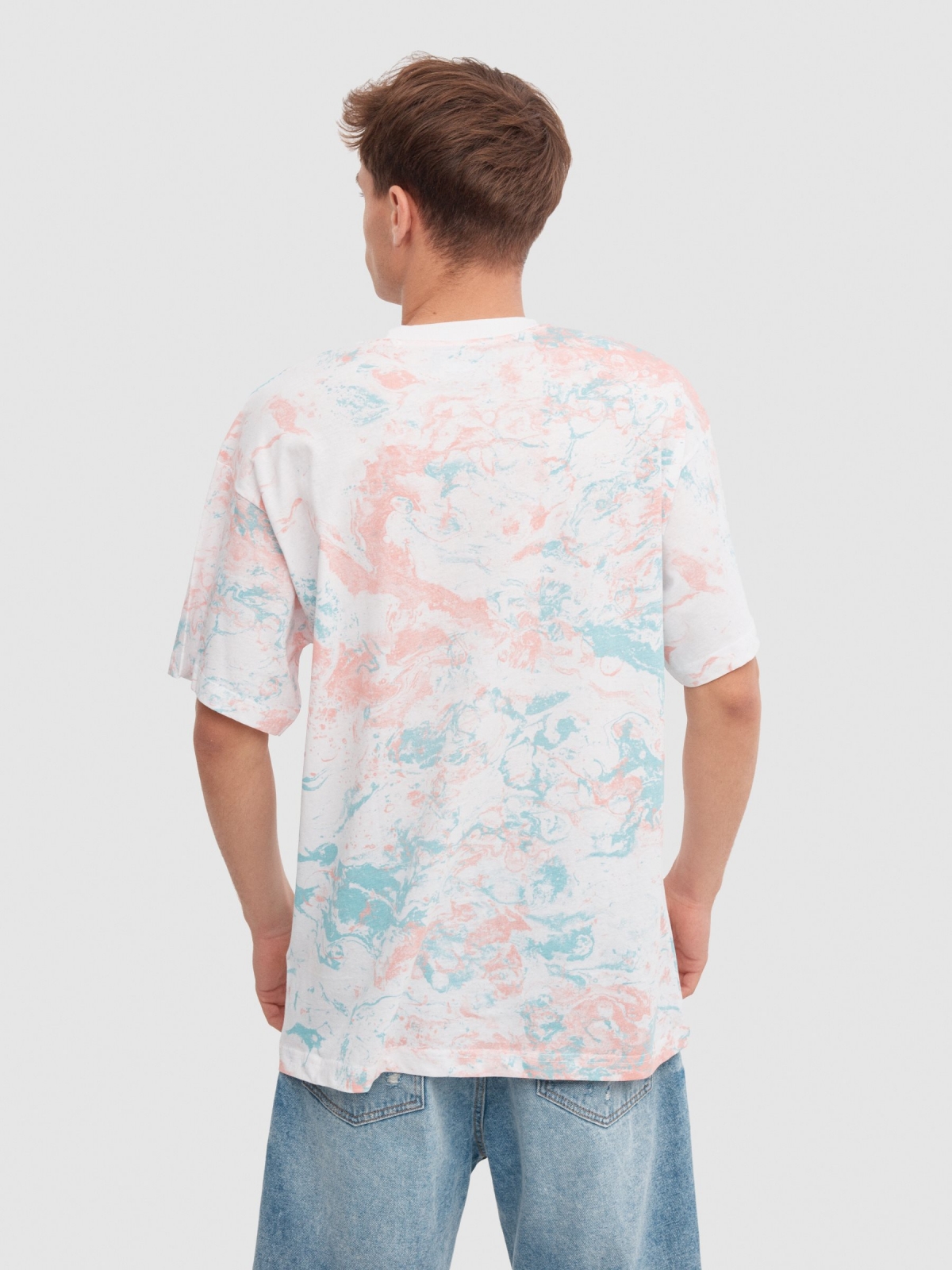 Marbled T-shirt white middle back view