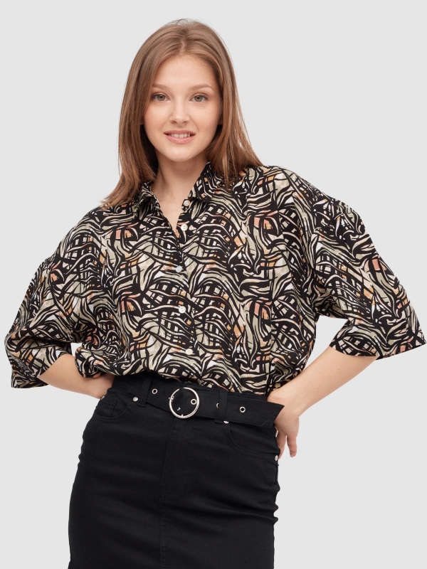 Oversize printed shirt multicolor middle front view