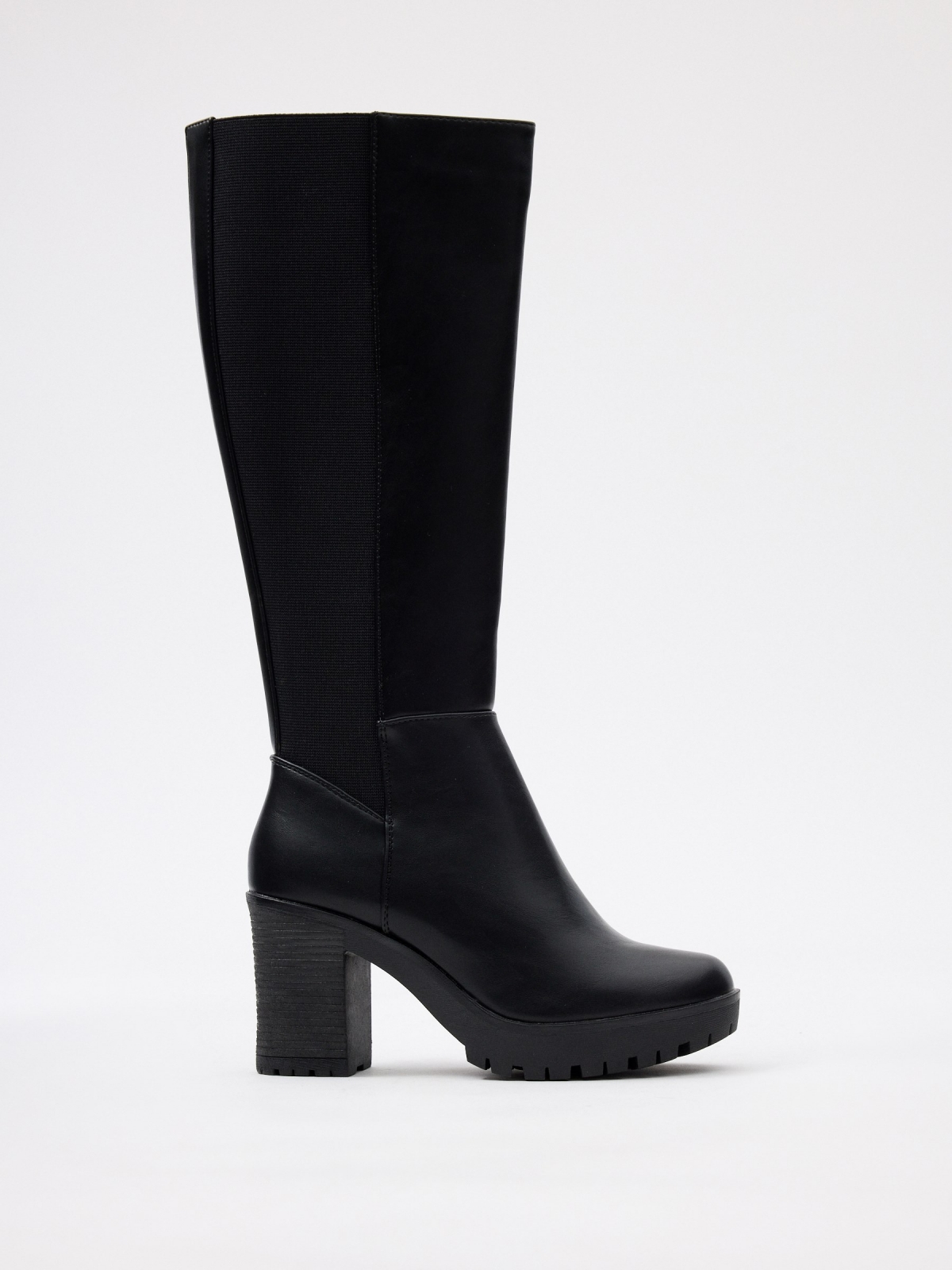 High boot with elastics black