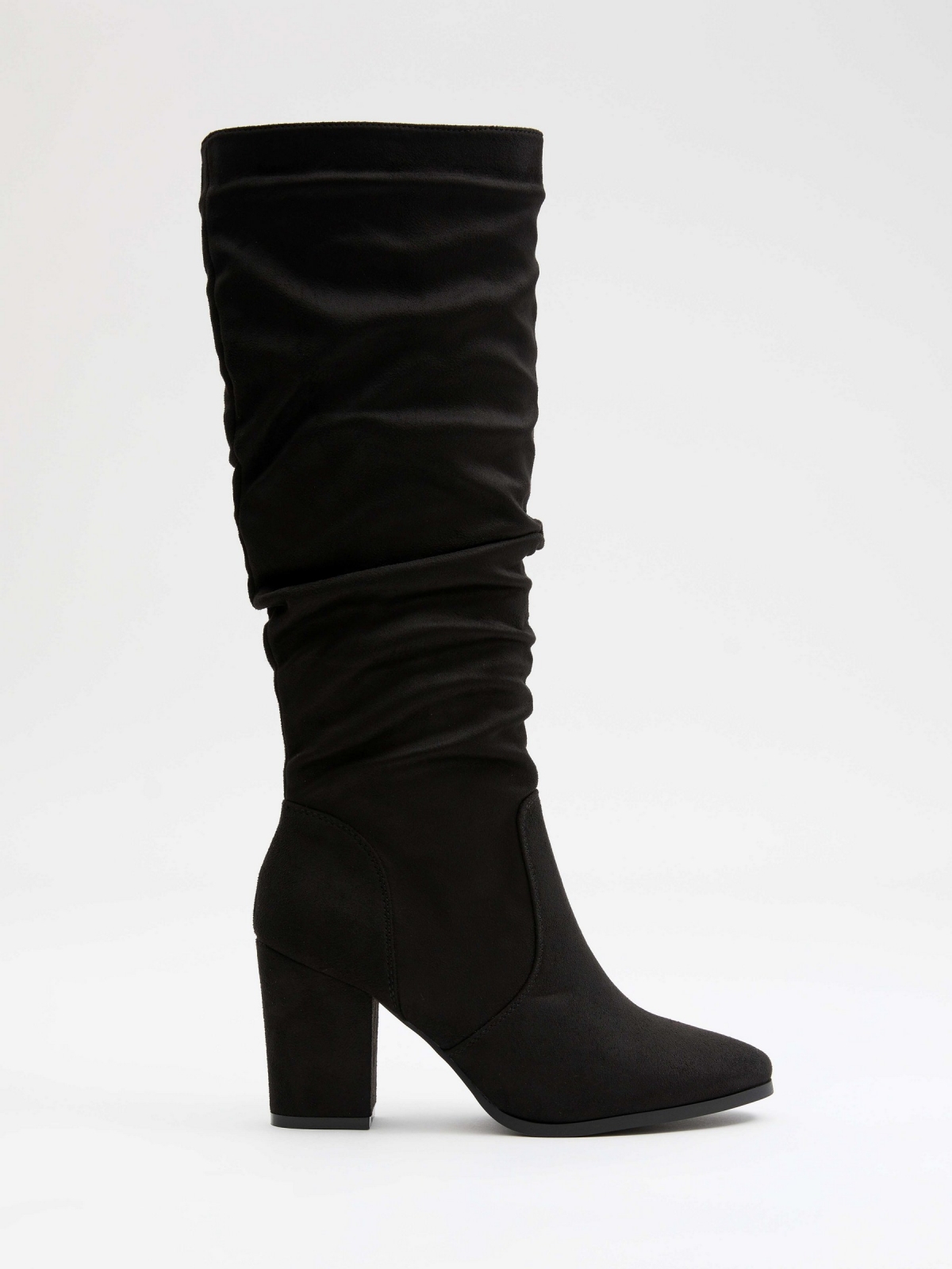 Basic draped high boots black