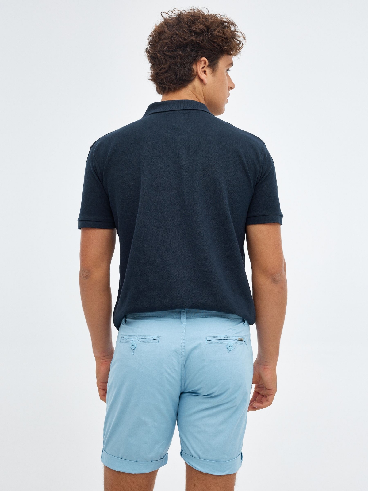 Poplin shorts light blue middle back view