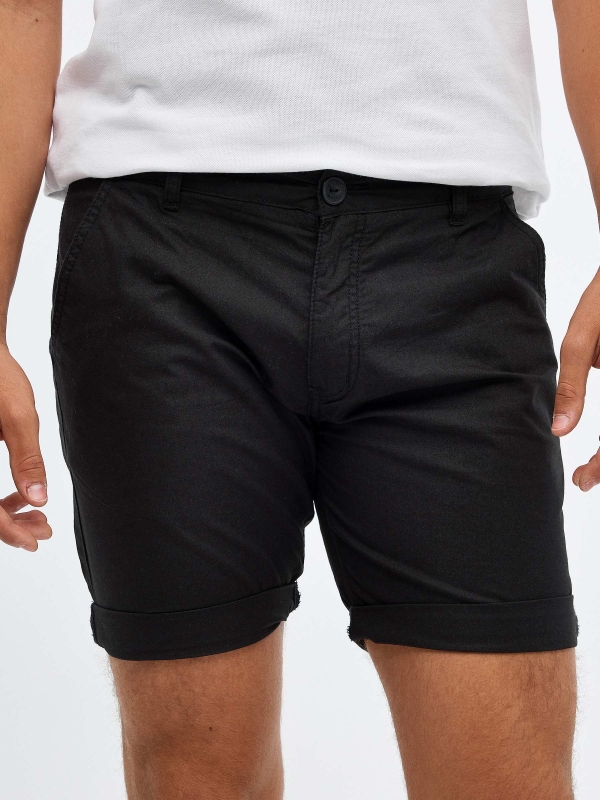 Poplin shorts black detail view