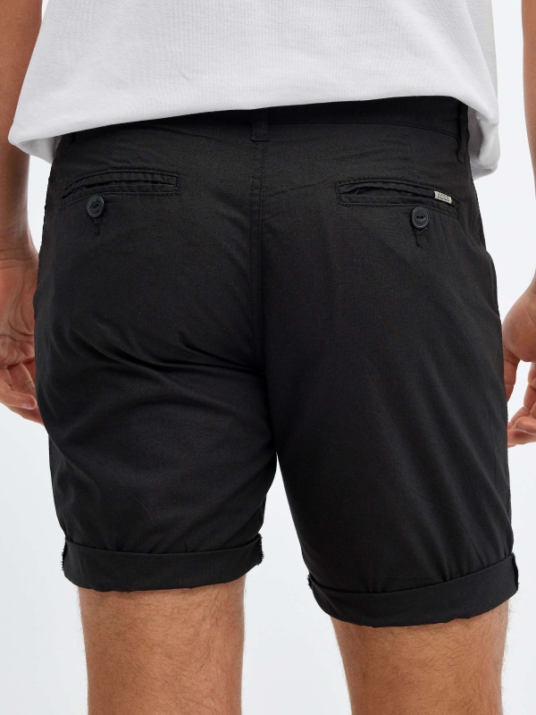Poplin shorts black detail view