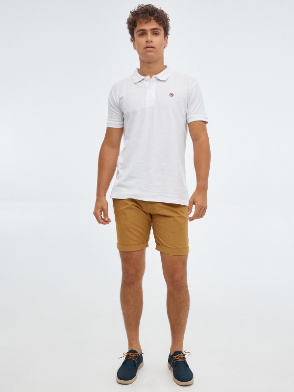 Poplin shorts mustard front view