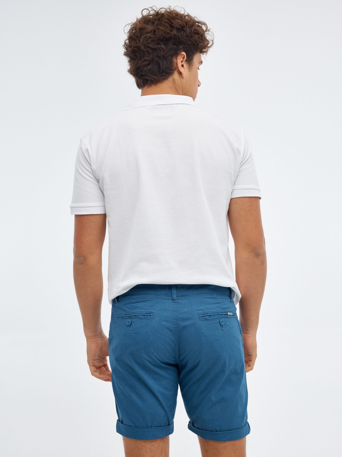 Poplin shorts blue middle back view