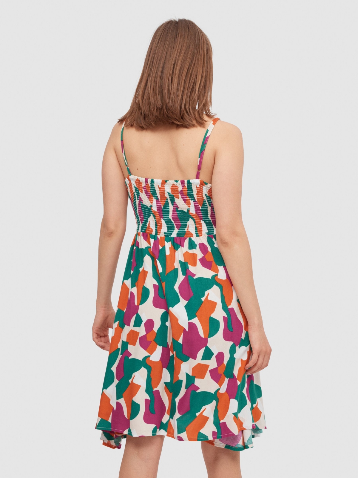 Stain print sundress multicolor middle back view