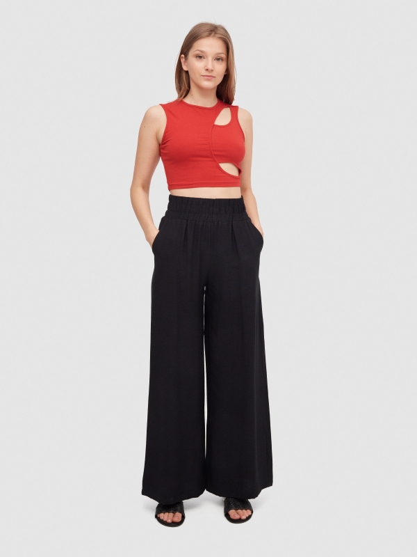 Asymmetric cut-out top red front view