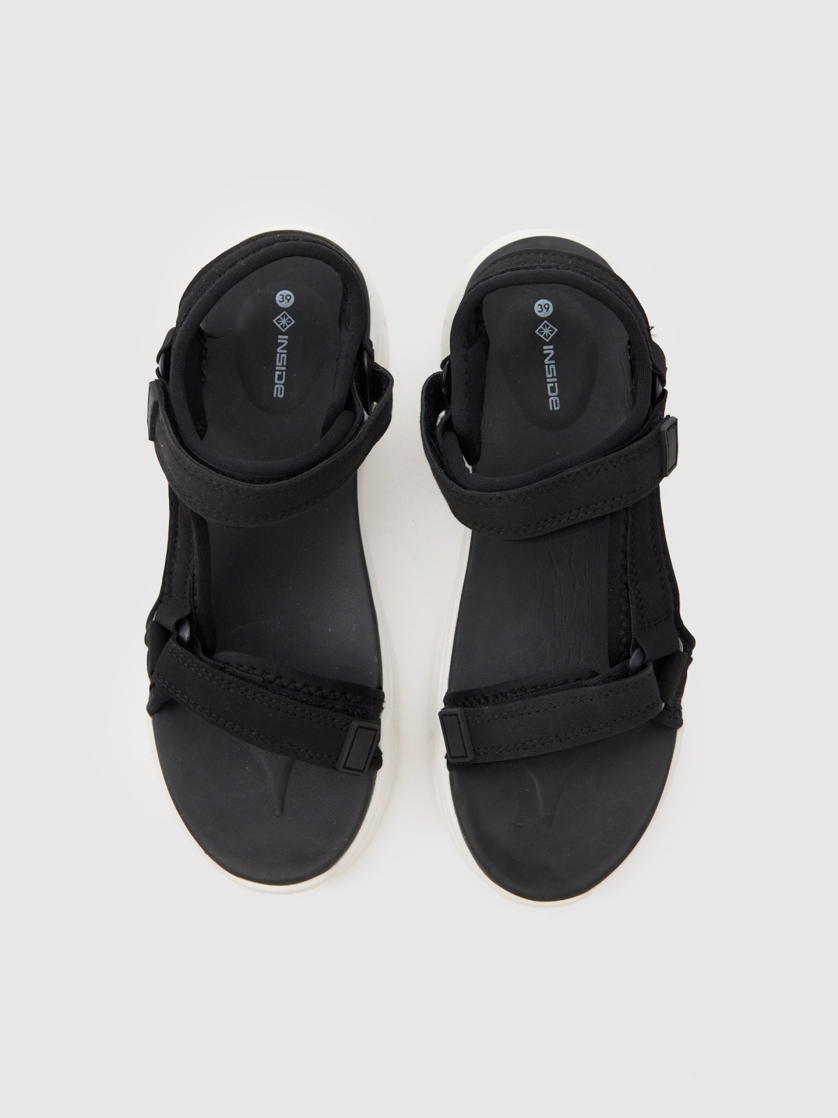 Sports sandal with volume sole black zenithal view
