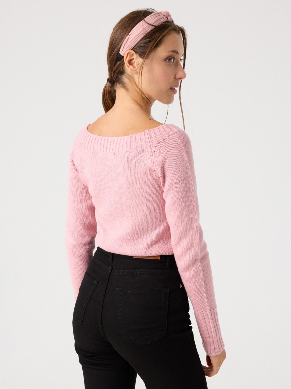 Marbled boat sweater pink middle back view