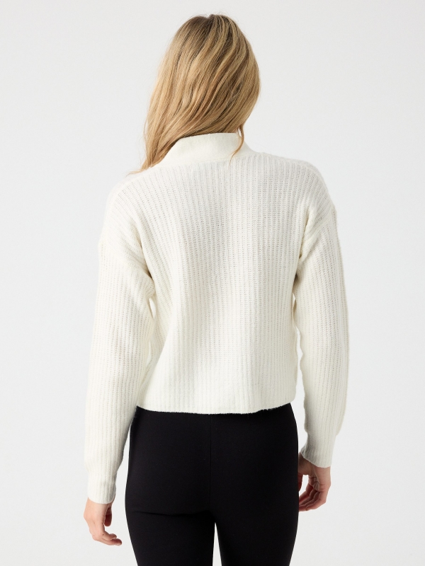 Cardigan with pockets off white middle back view