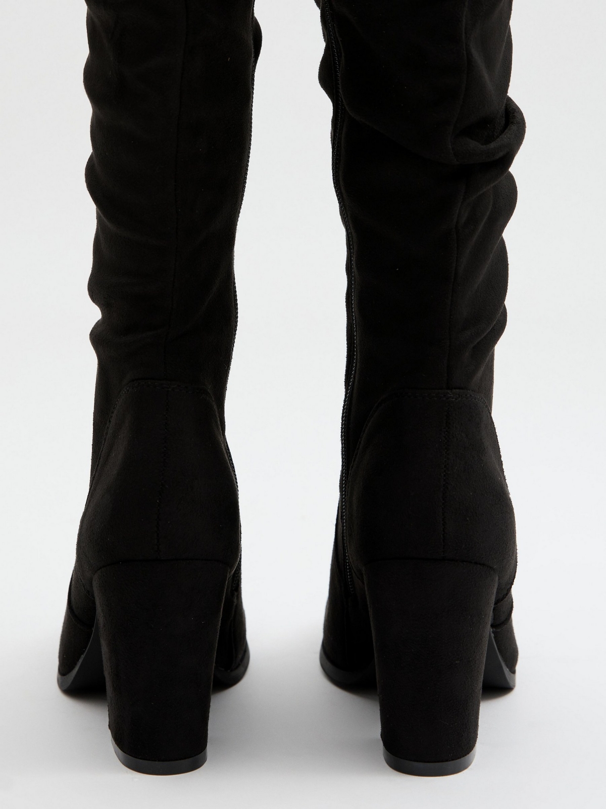 Basic draped high boots black detail view
