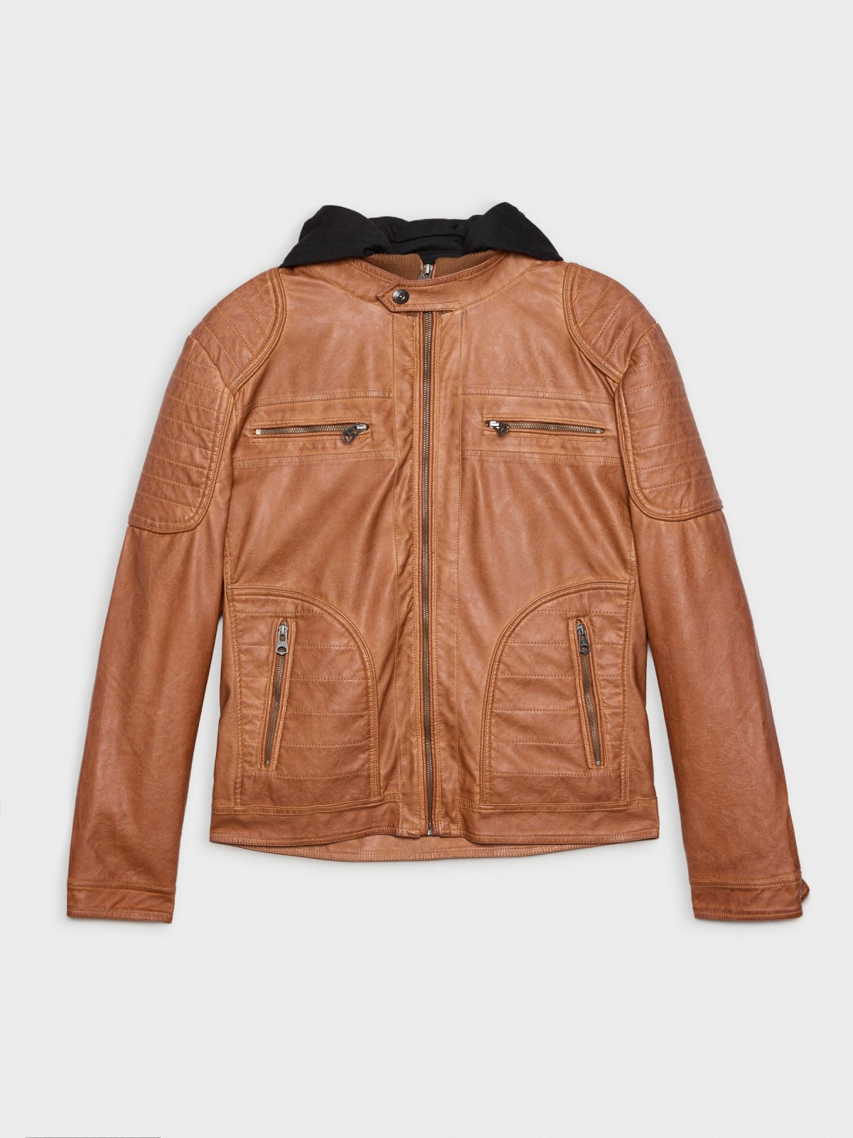  Brown leather effect jacket beige