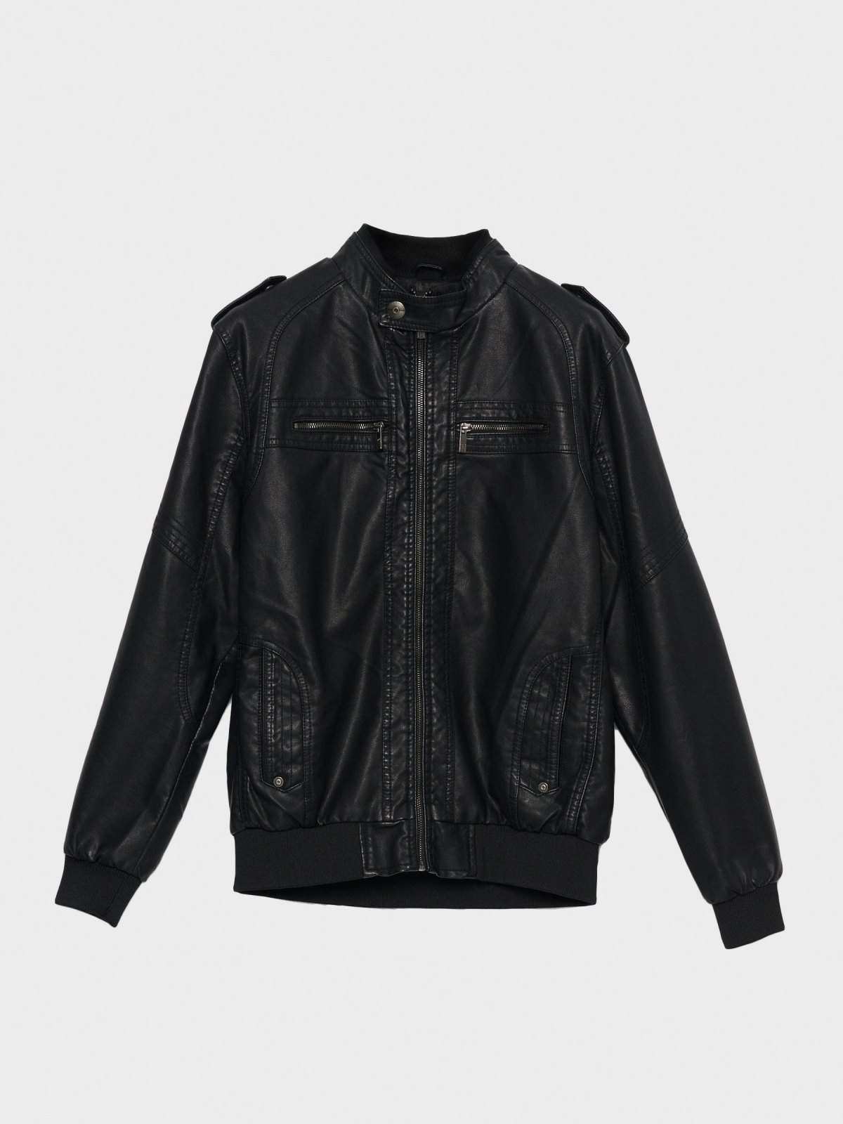  Black leather effect jacket black