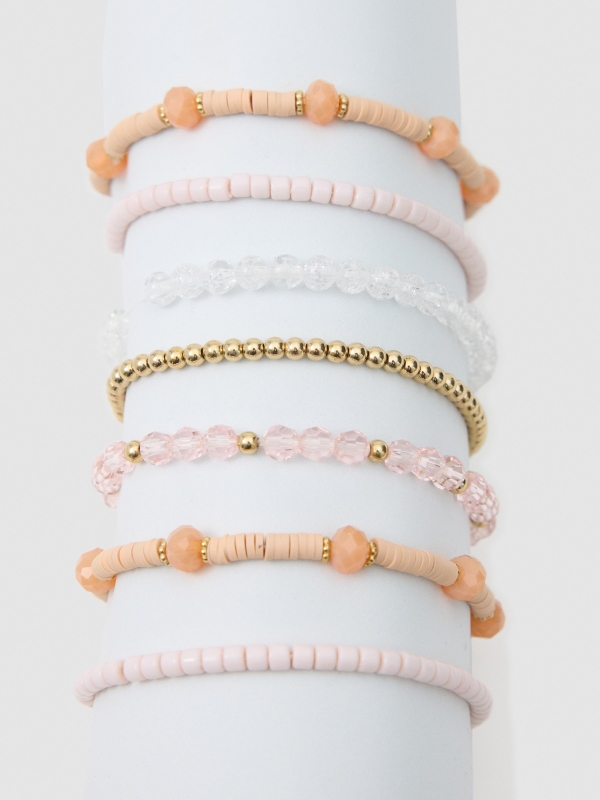 Set pulseras rosa claro vista detalle