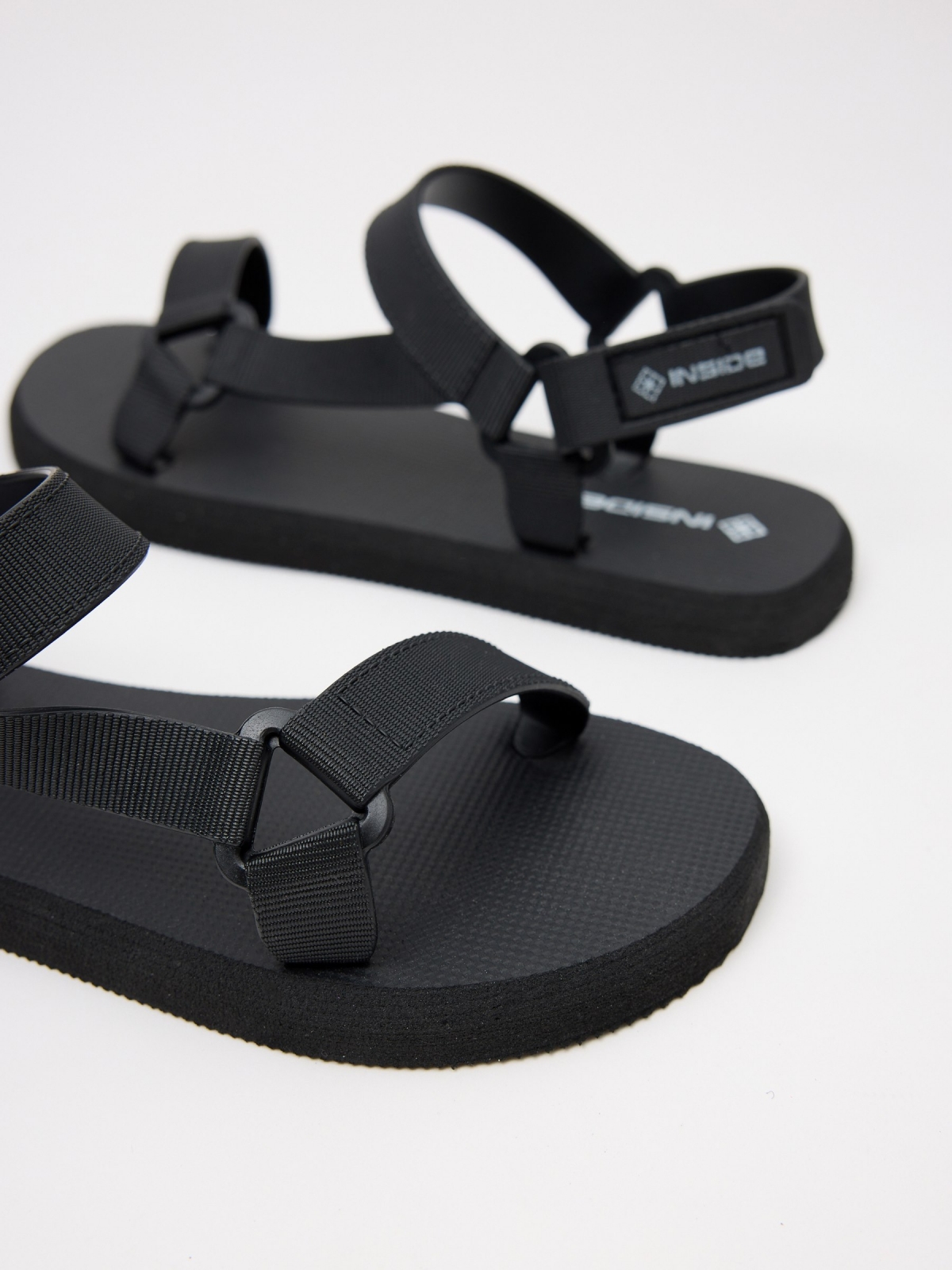 Velcro strips sandal black detail view
