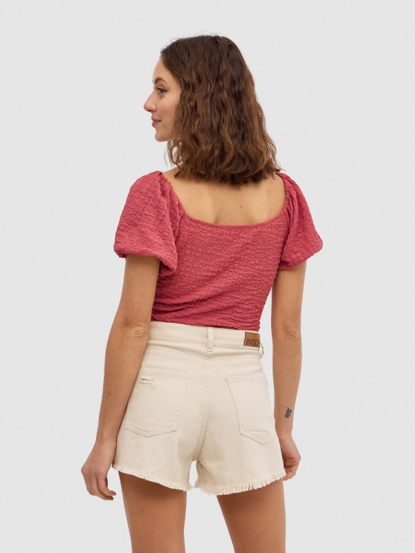 Flared shorts sand middle back view