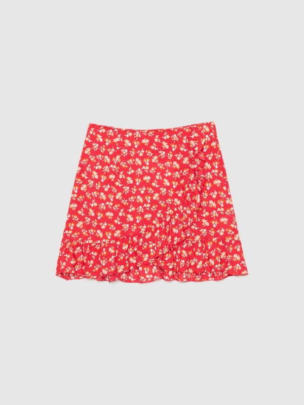  Mini pareo ruffled skirt red