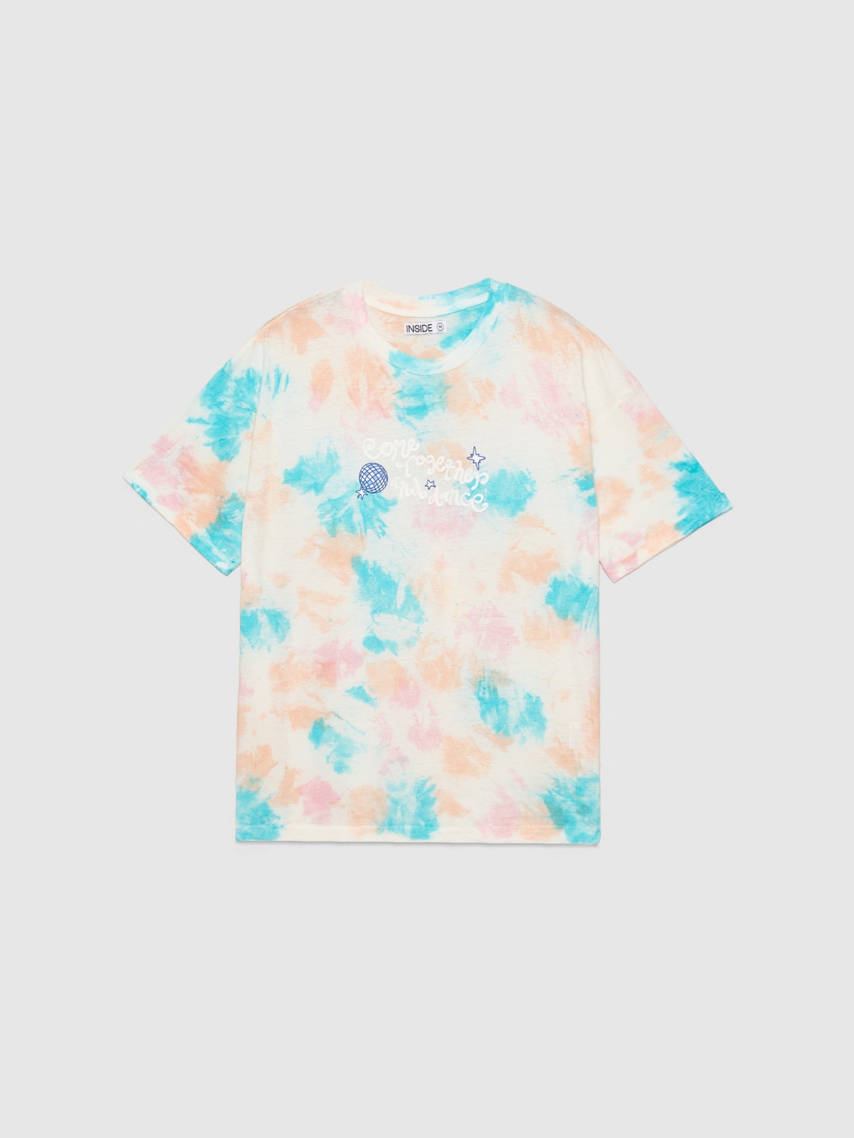  Camiseta tie dye con ilustración rosa claro