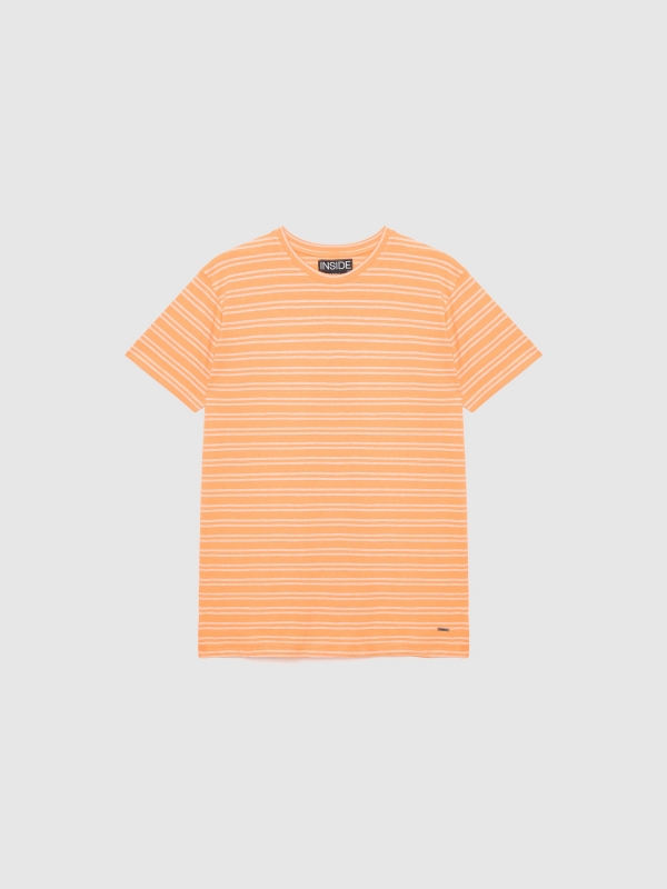  Textured striped T-shirt salmon
