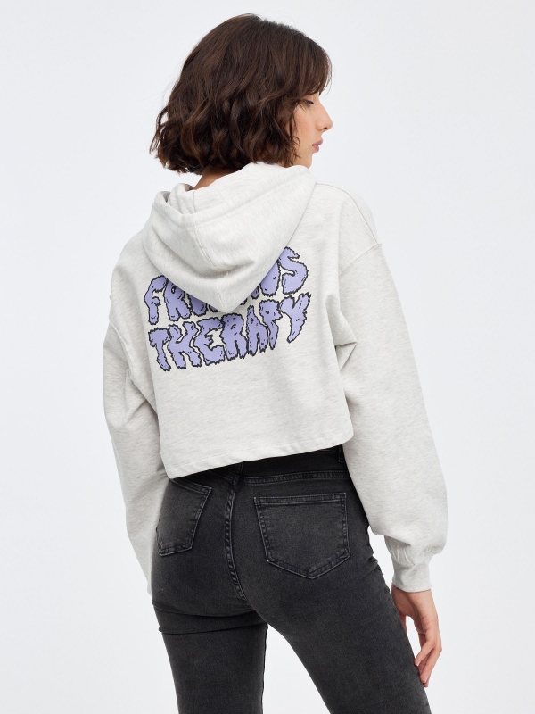 Friends Therapy crop sweatshirt light grey vigore middle back view