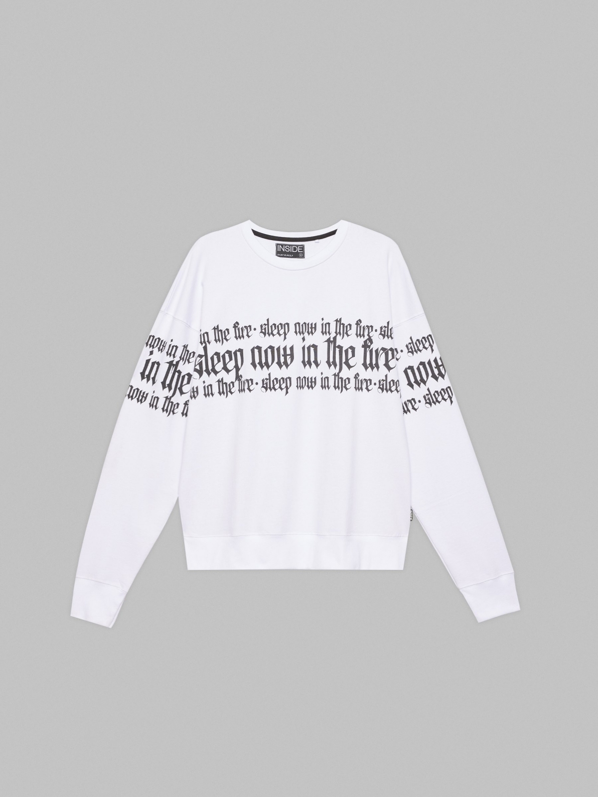  Hoodless sweatshirt with text white