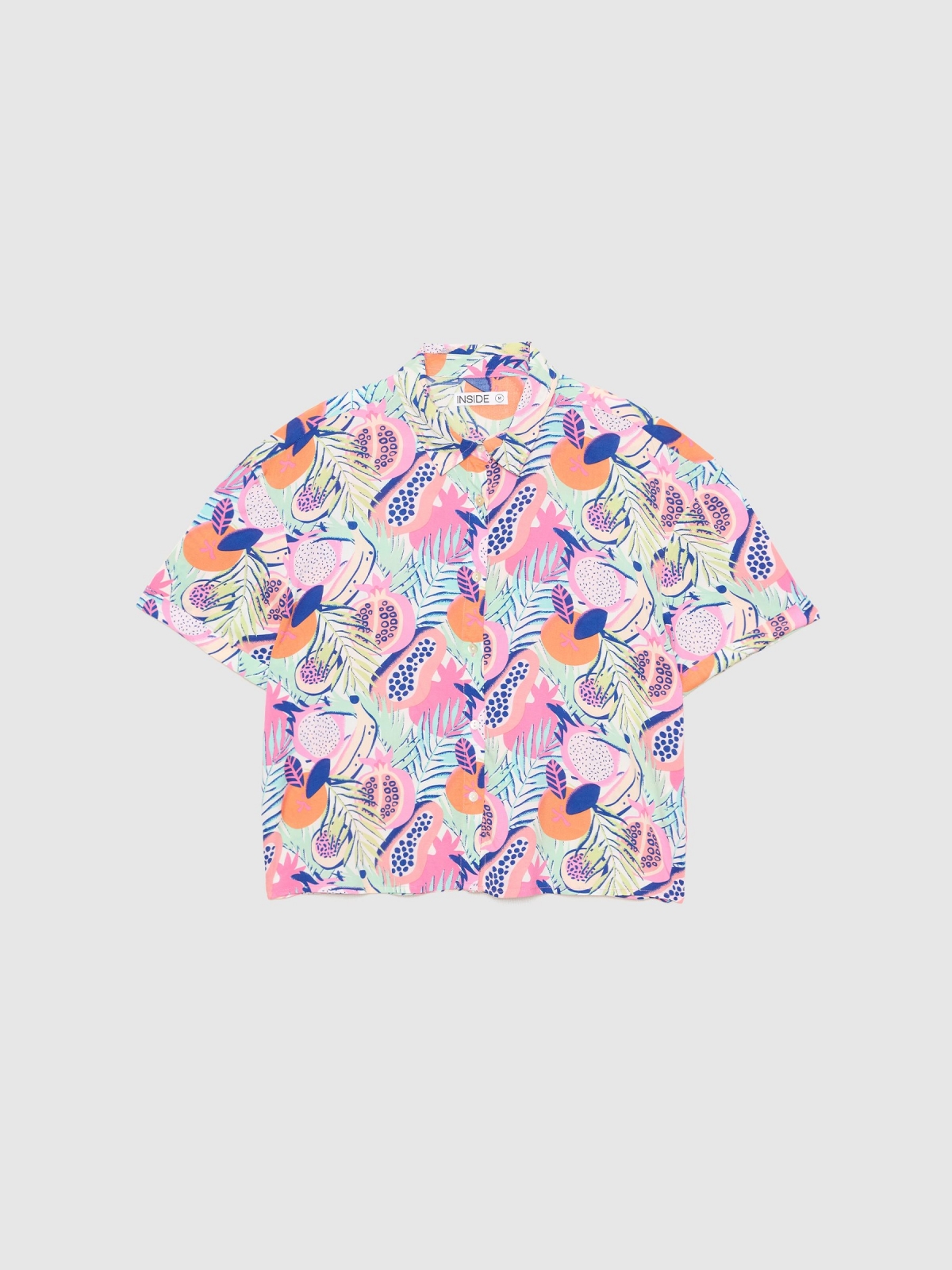  Camisa estampado tropical multicolorido