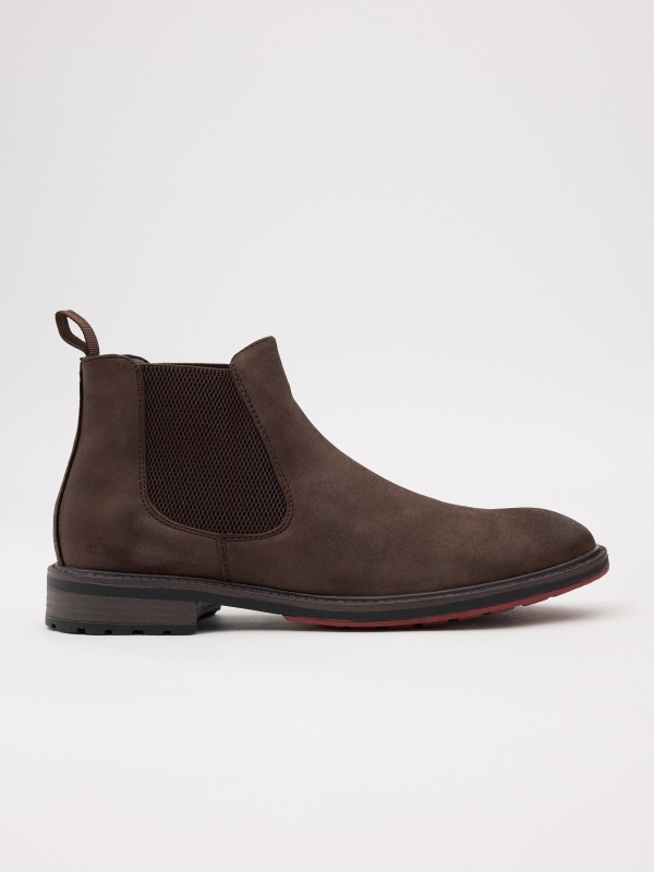 Classic ankle boots with elastic dark brown