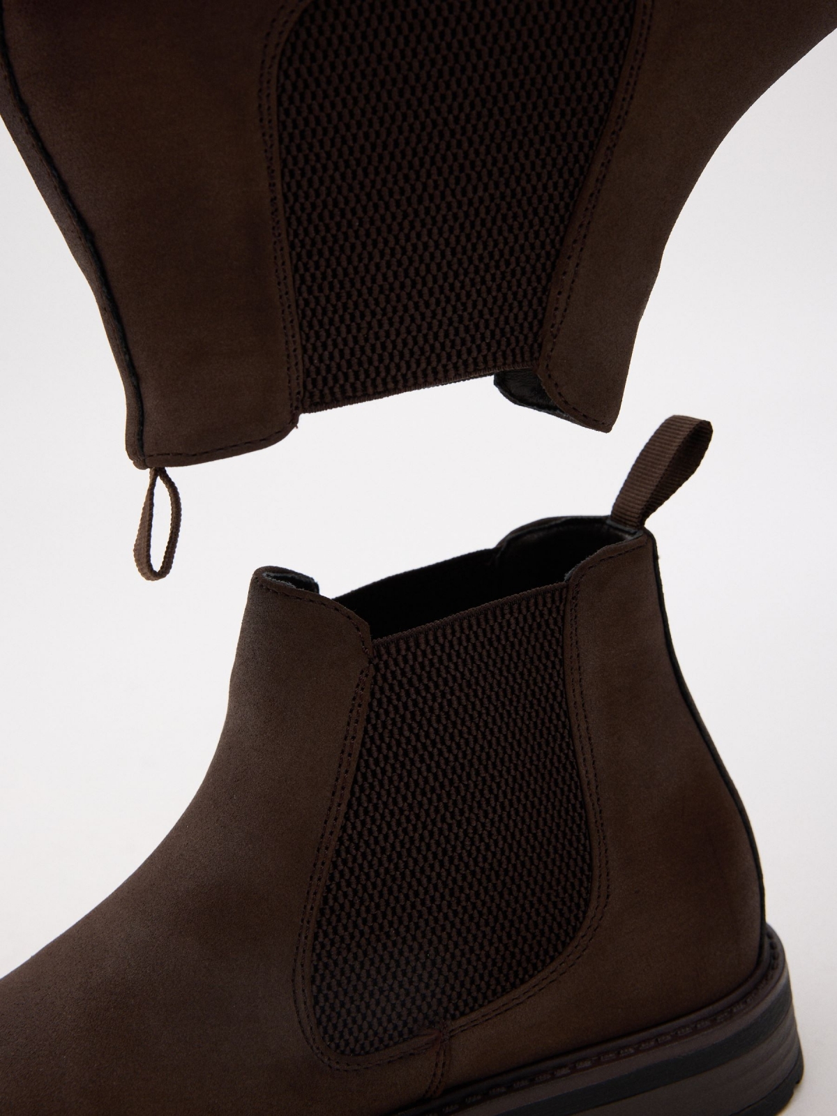 Classic ankle boots with elastic dark brown detail view