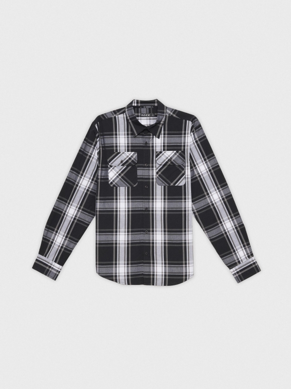  Plush plaid shirt black