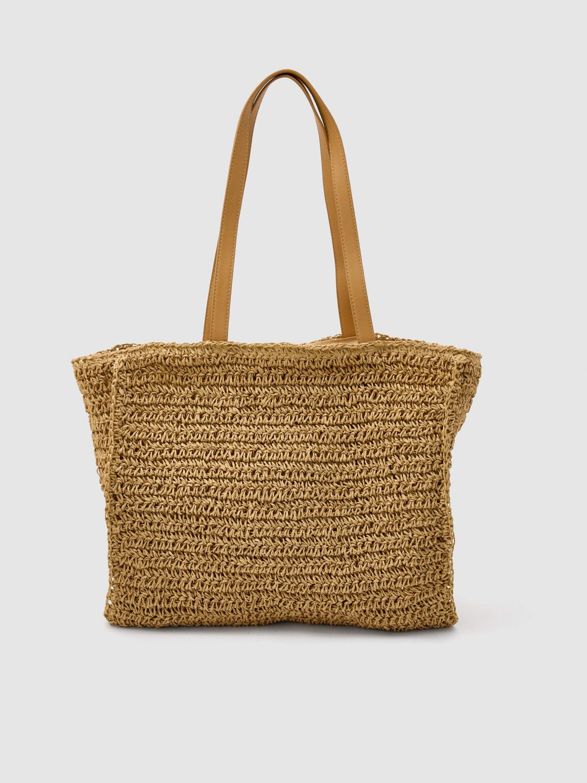 Natural basket shoulder bag brown