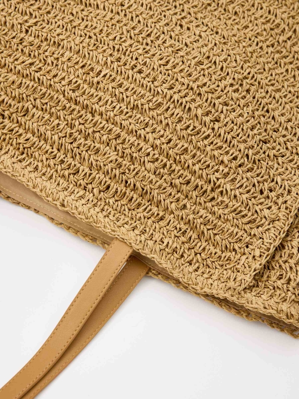 Natural basket shoulder bag brown detail view