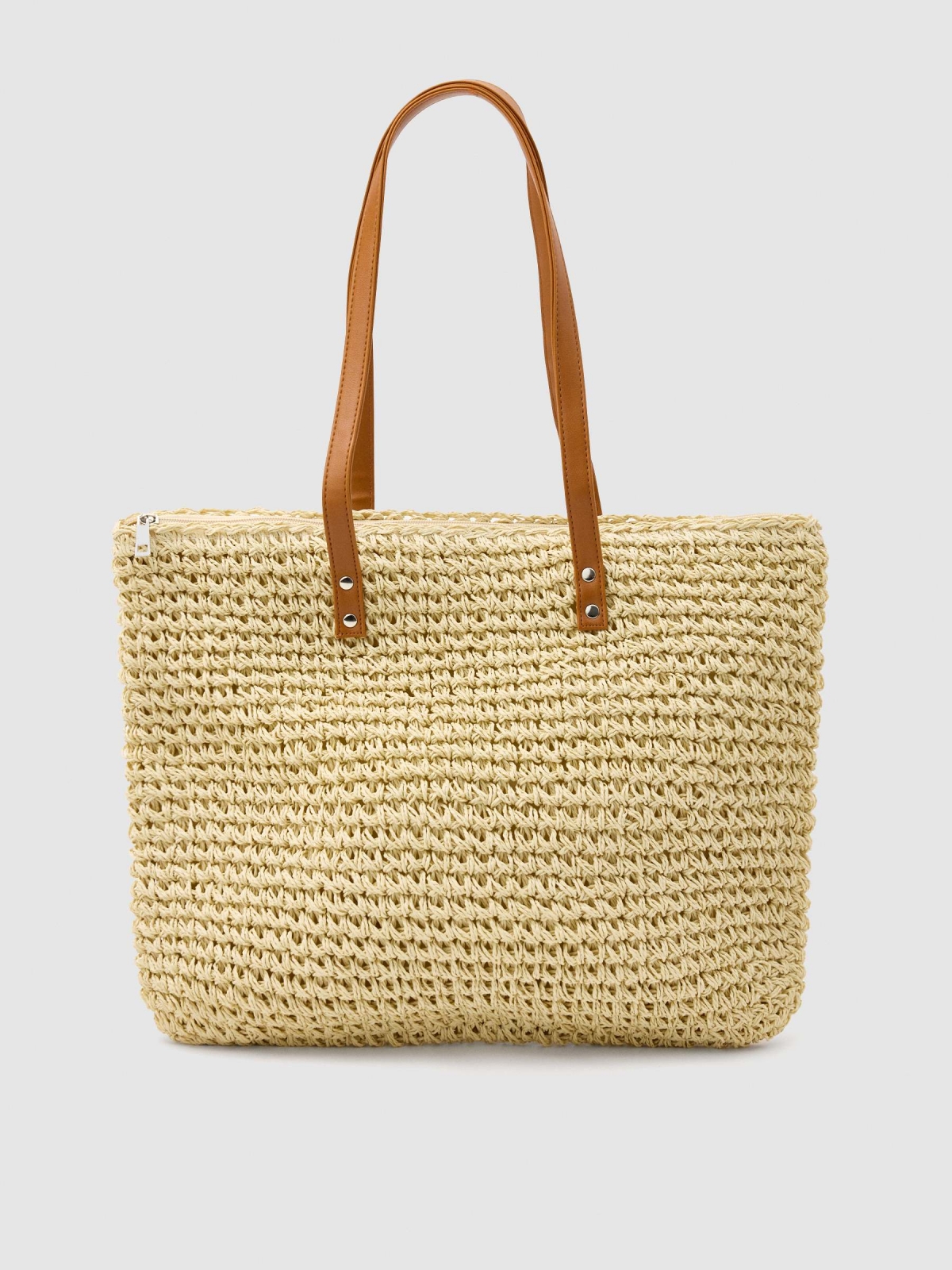 Natural fibre shopper bag beige