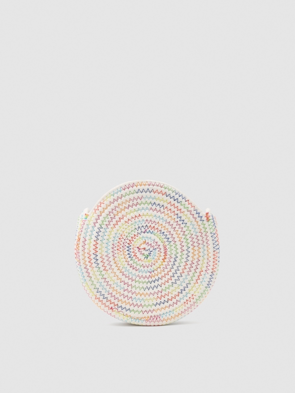 Saco de juta com fios coloridos bege