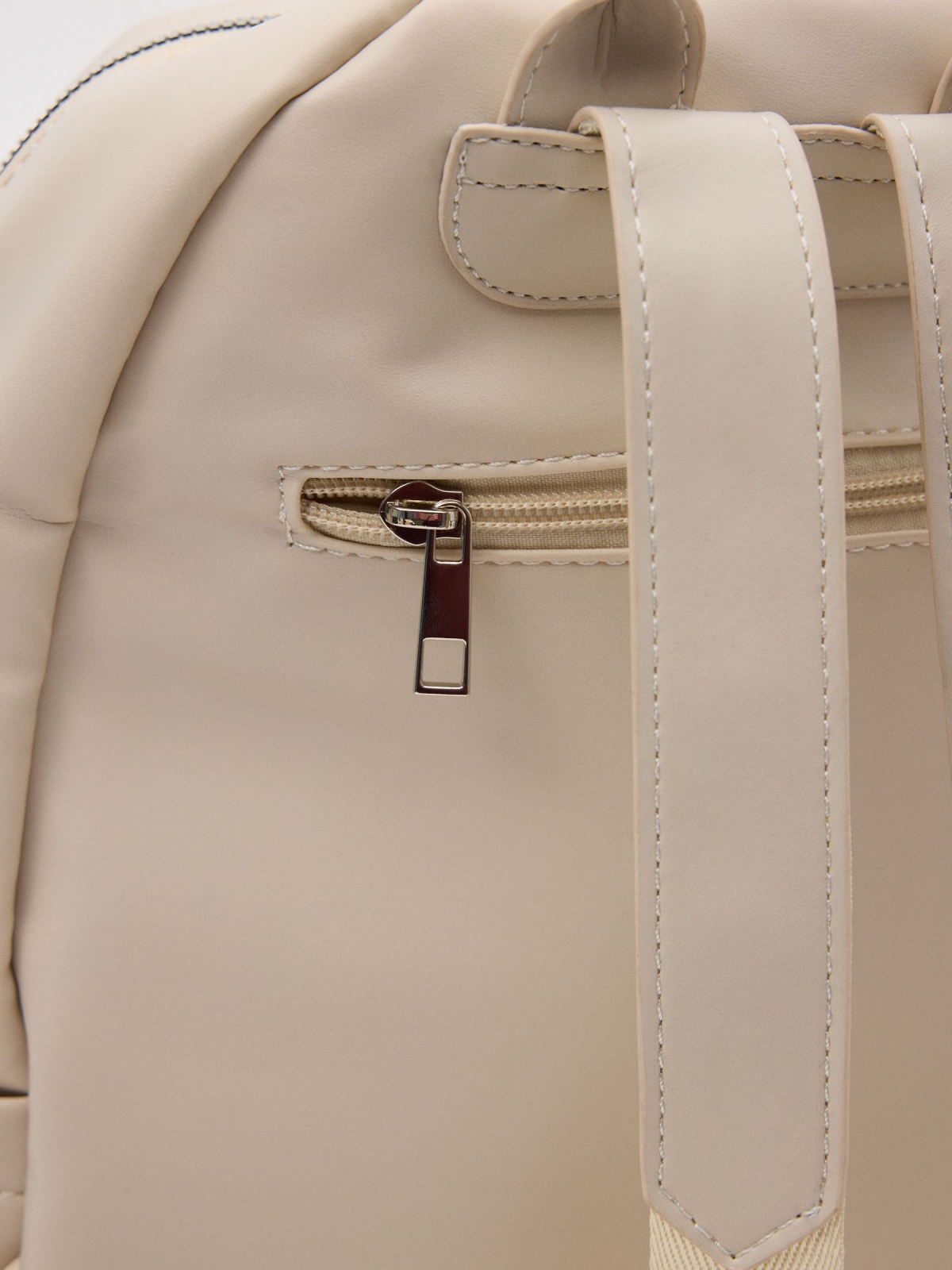 Leatherette backpack white detail view